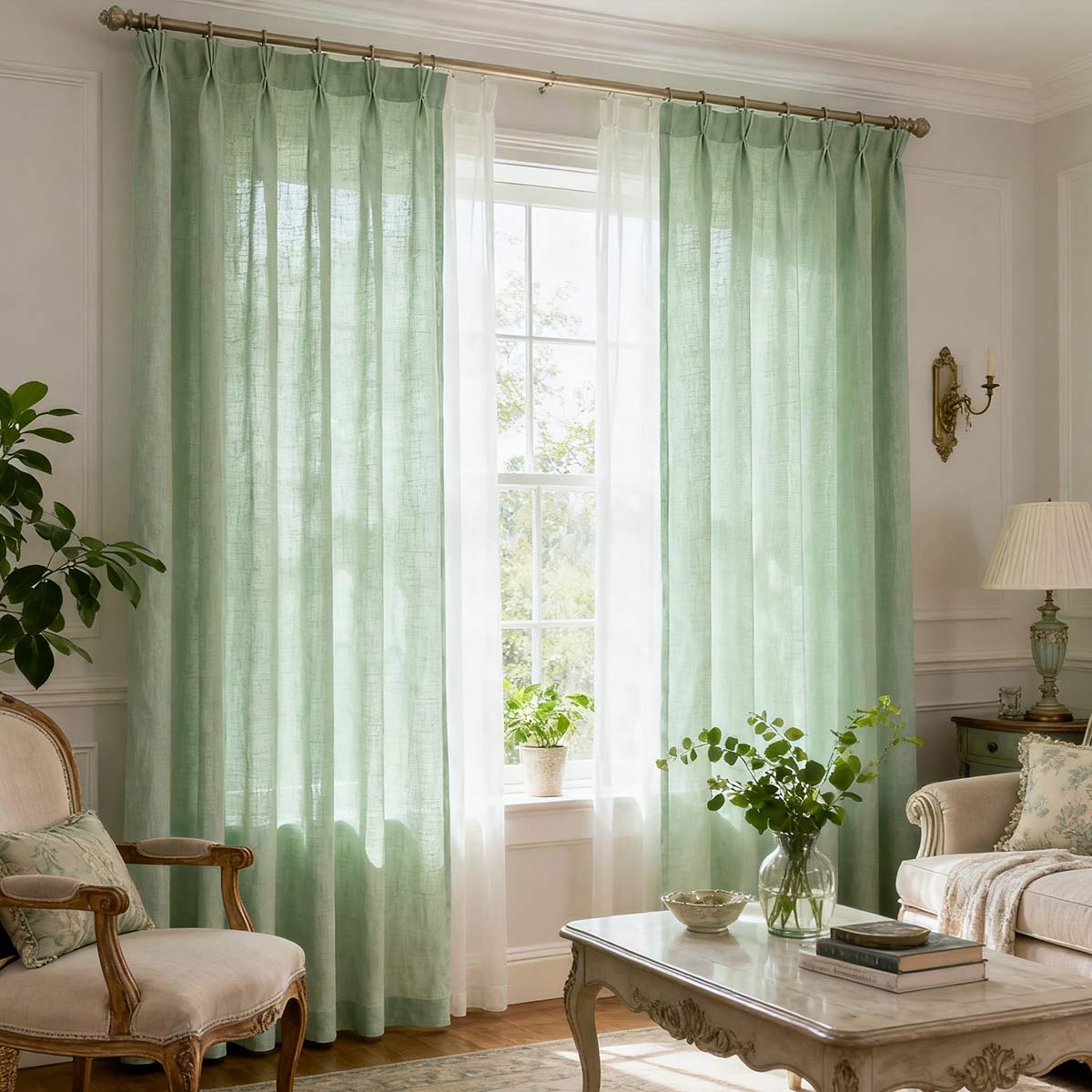 Curtainusa Custom Linen Light-Filtering Drapery