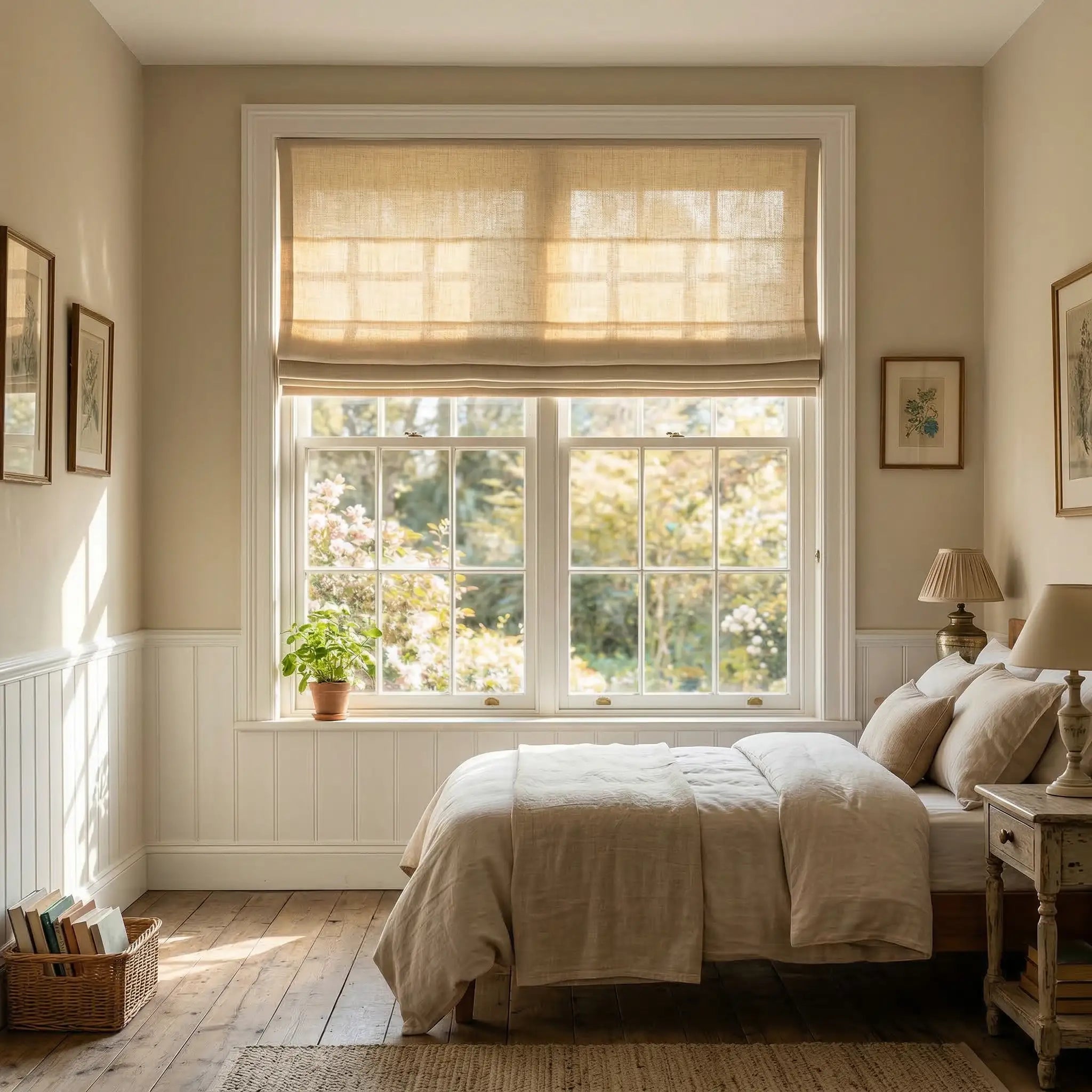 Custom Linen Semi-Blackout Roman Shade – Cordless