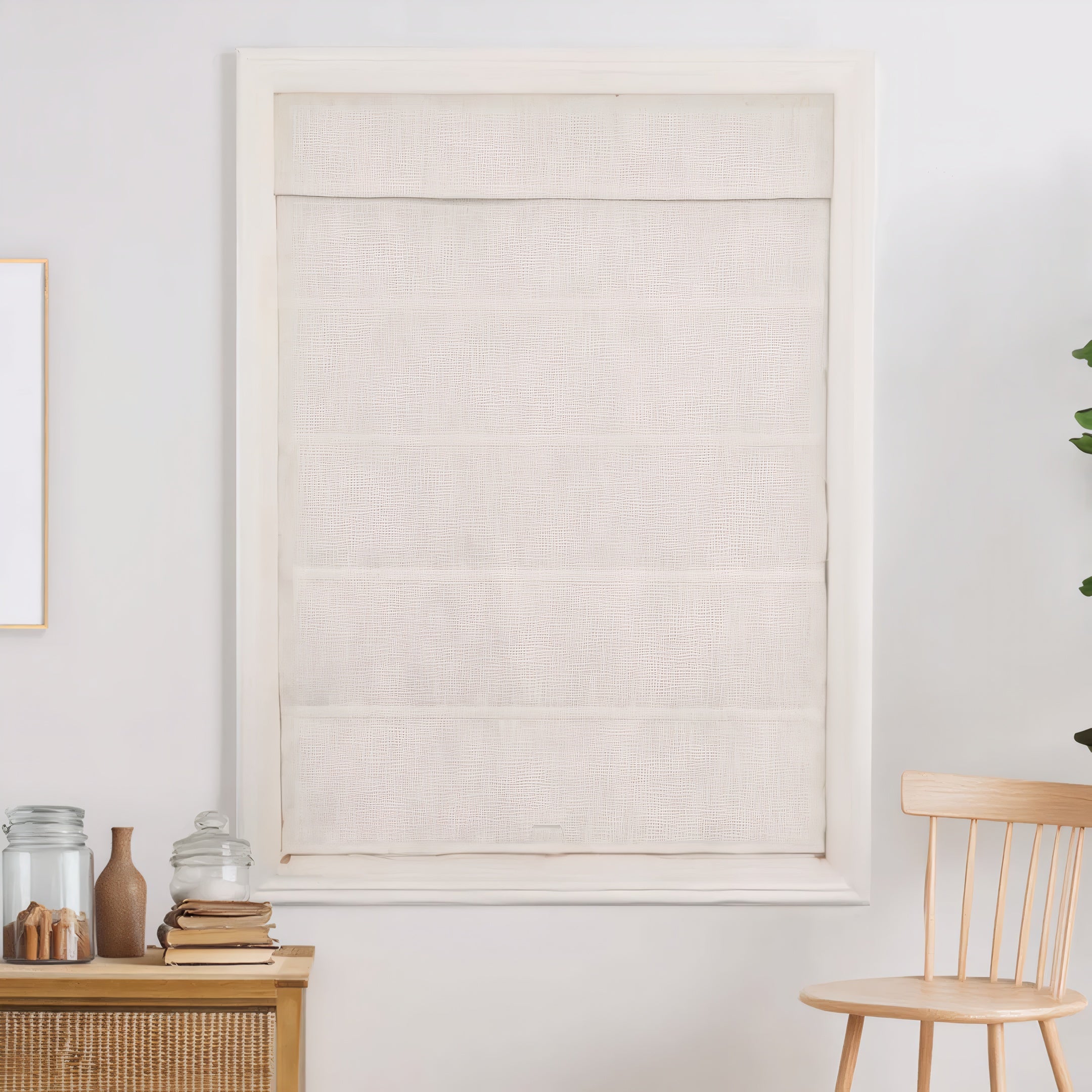 Custom 100% Linen Roman Semi-Shade Cordless