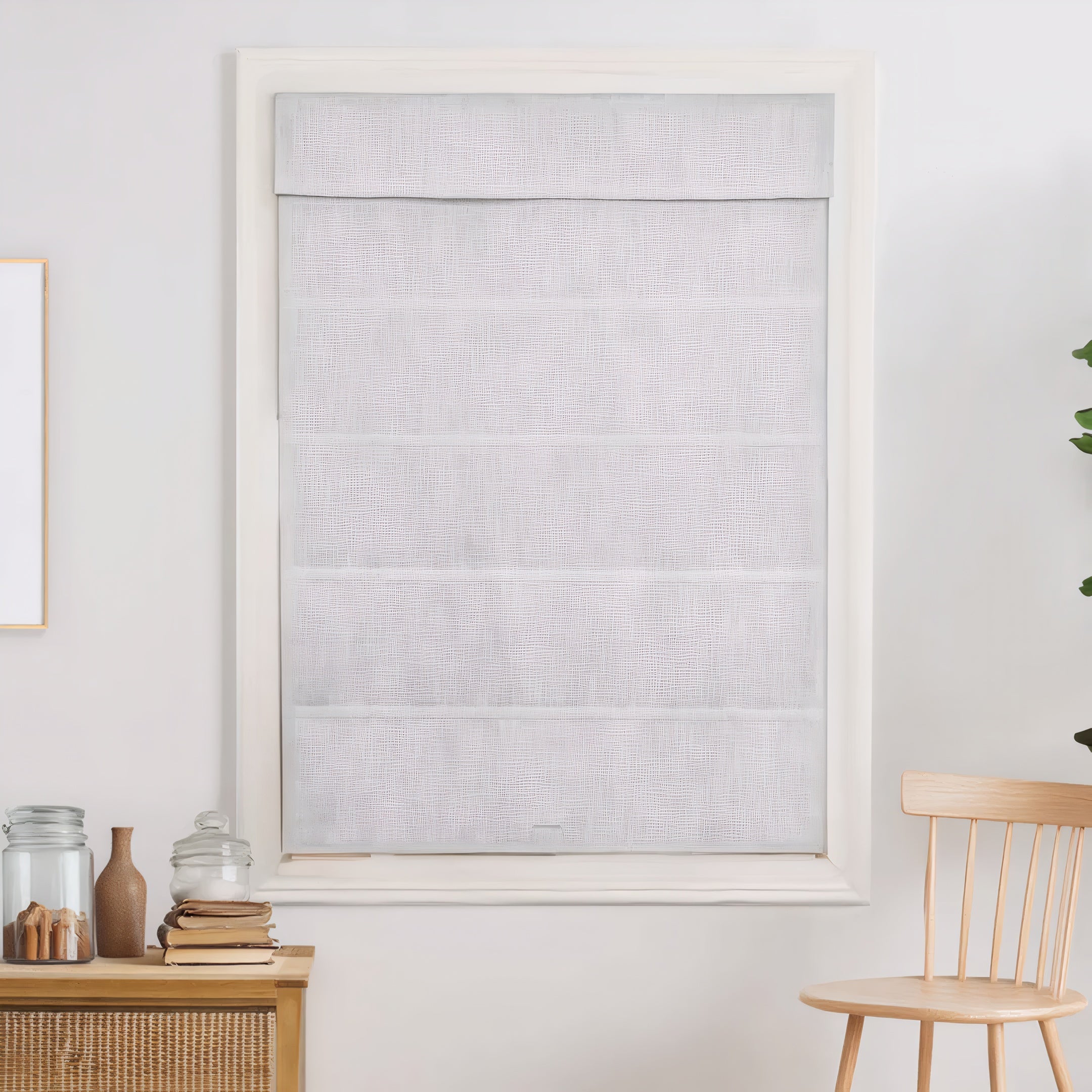 Custom 100% Linen Roman Semi-Shade Cordless