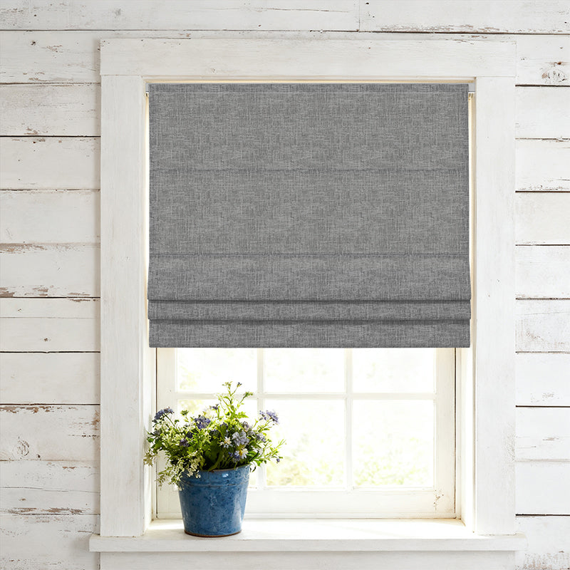 Curtainusa Custom Linen Blackout Blend Cordless Roman Shade Elegant Light Control