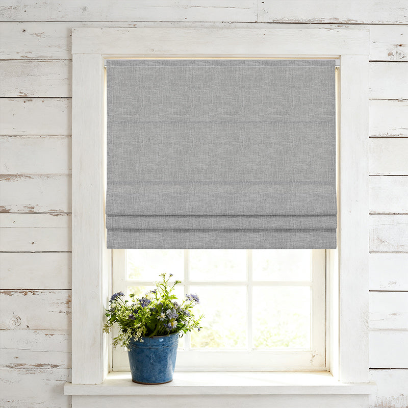 Curtainusa Custom Linen Blackout Blend Cordless Roman Shade Elegant Light Control