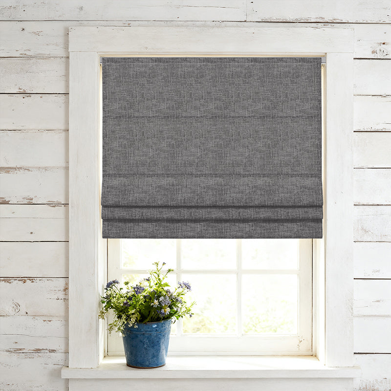 Curtainusa Custom Linen Blackout Blend Cordless Roman Shade Elegant Light Control