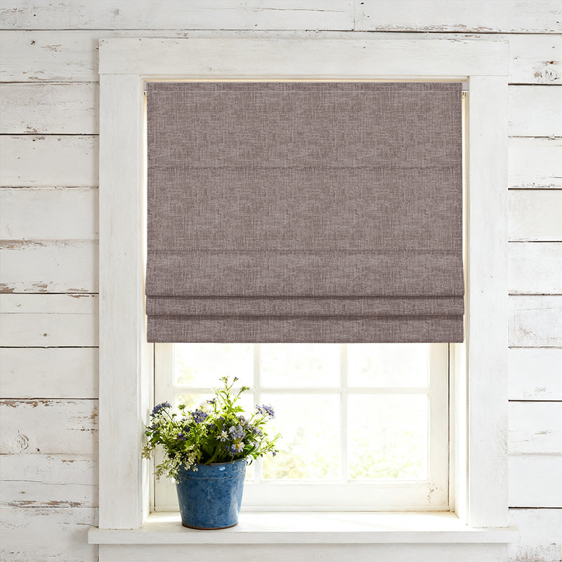 Curtainusa Custom Linen Blackout Blend Cordless Roman Shade Elegant Light Control