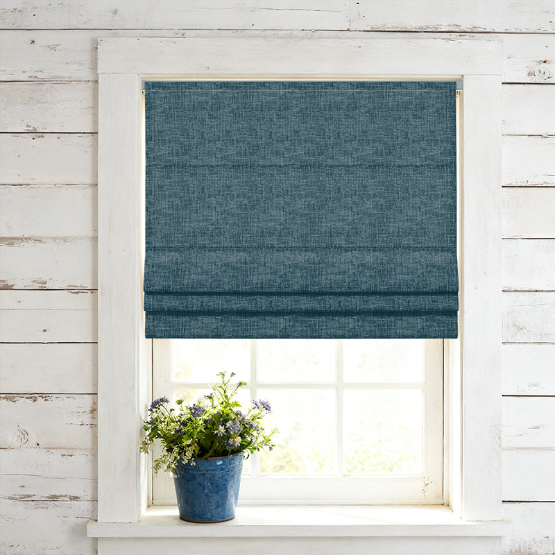 Curtainusa Custom Linen Blackout Blend Cordless Roman Shade Elegant Light Control