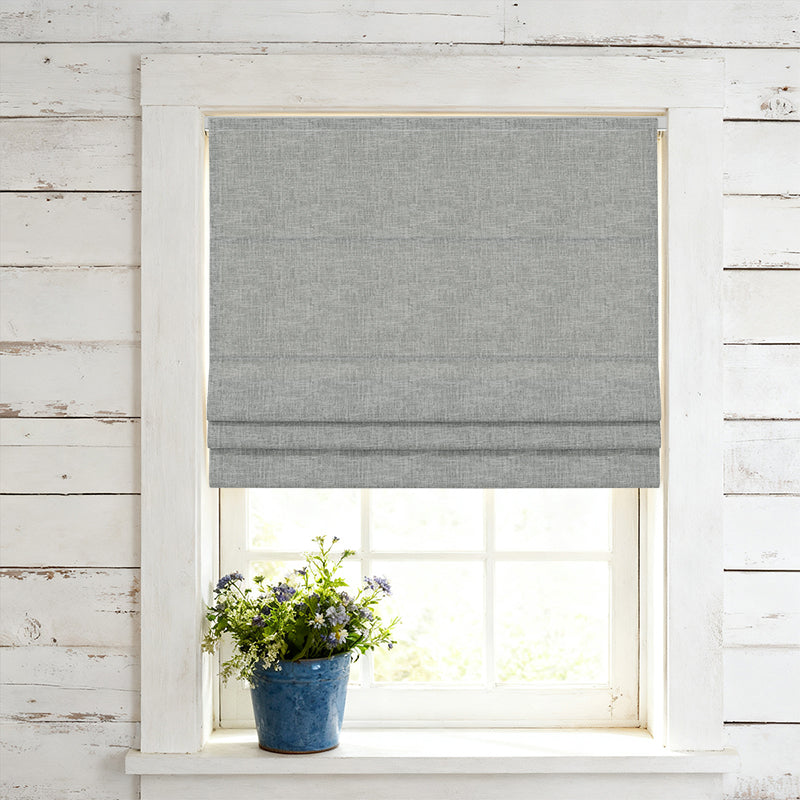 Curtainusa Custom Linen Blackout Blend Cordless Roman Shade Elegant Light Control