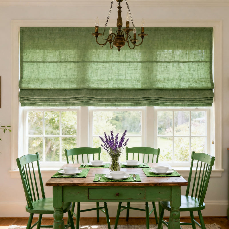 Curtainusa Custom Linen Blackout Roman Shade Window Blinds for Bedroom & Living Room