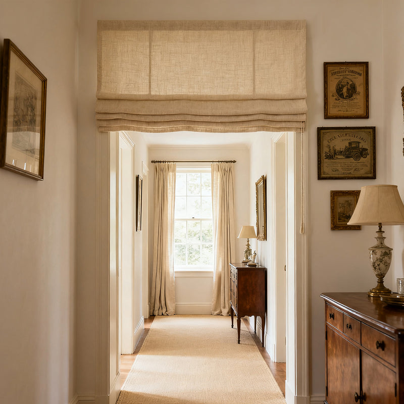 Curtainusa Custom Linen Blackout Roman Shade Window Blinds for Bedroom & Living Room