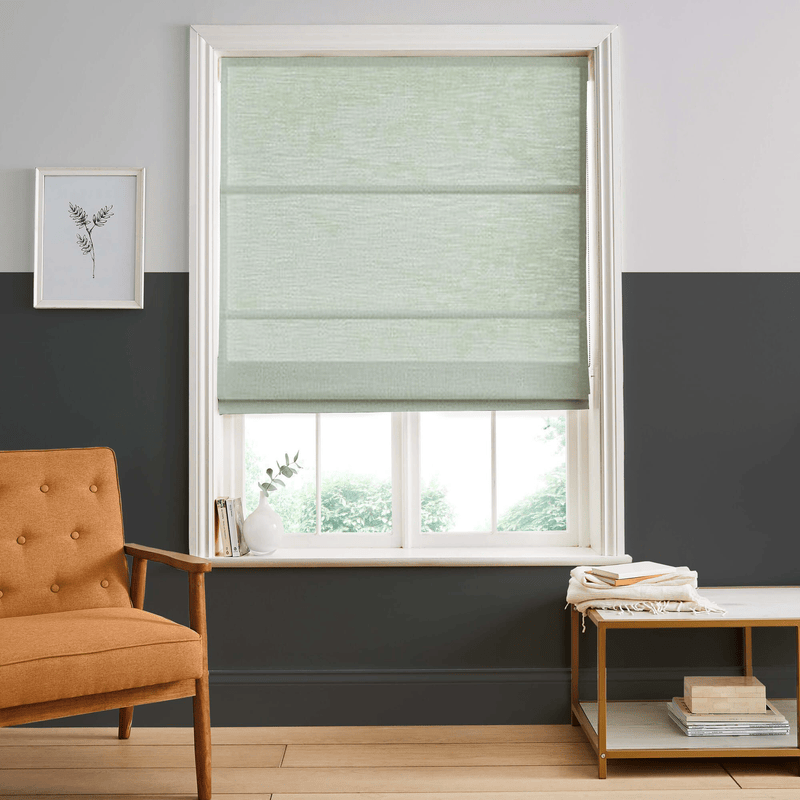 Curtainusa Custom Linen 100% Blackout Roman with Bamboo Texture