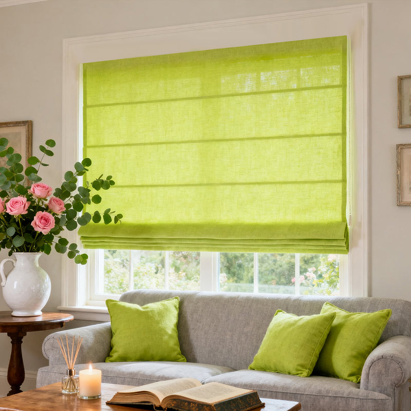 Curtainusa Custom Linen Semi-Blackout Cordless Roman