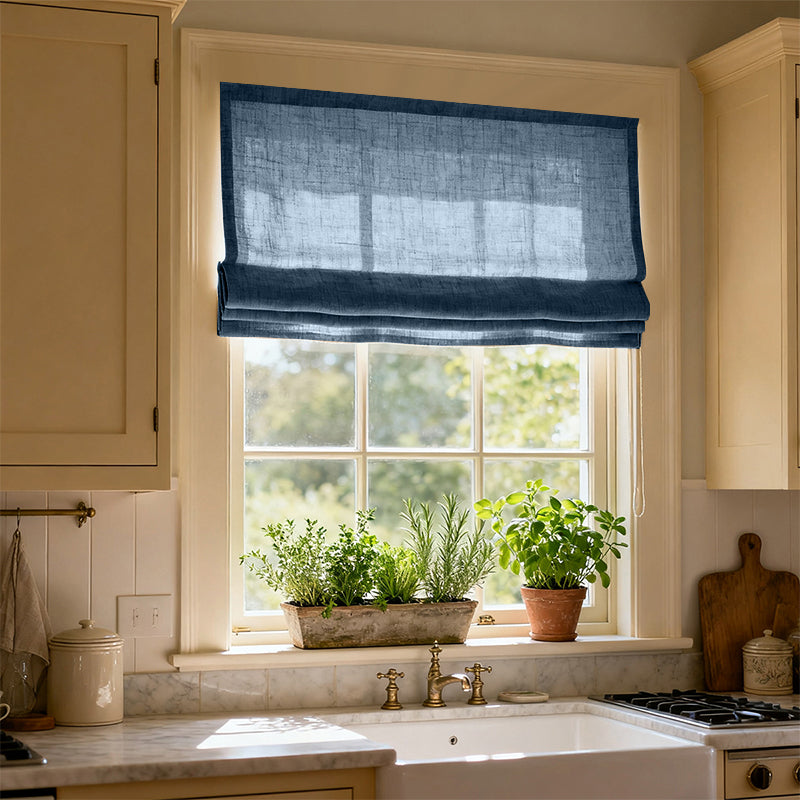 Curtainusa Custom Linen Semi-Blackout Cordless Roman