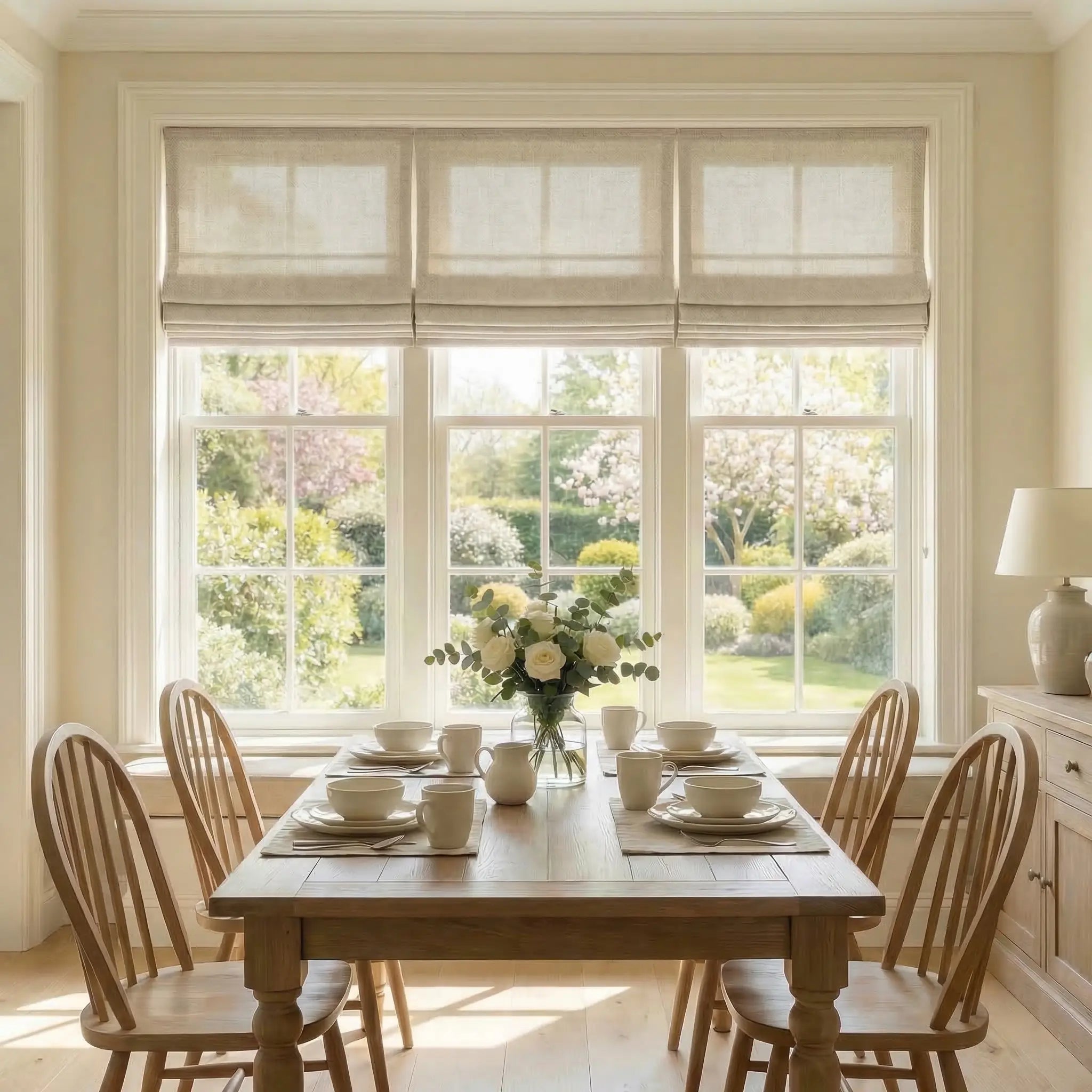 Curtainusa Custom Linen Semi-Blackout Roman Shades