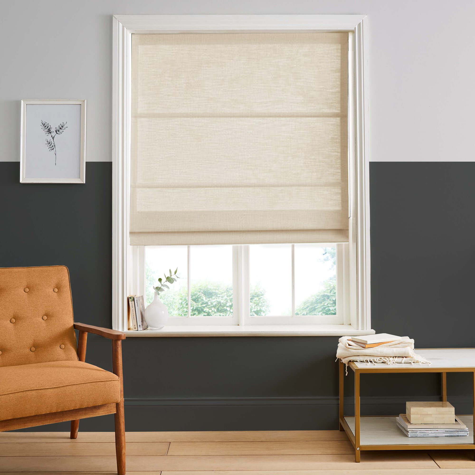 Custom Linen Roman Full Shades Bamboo Joint Texture