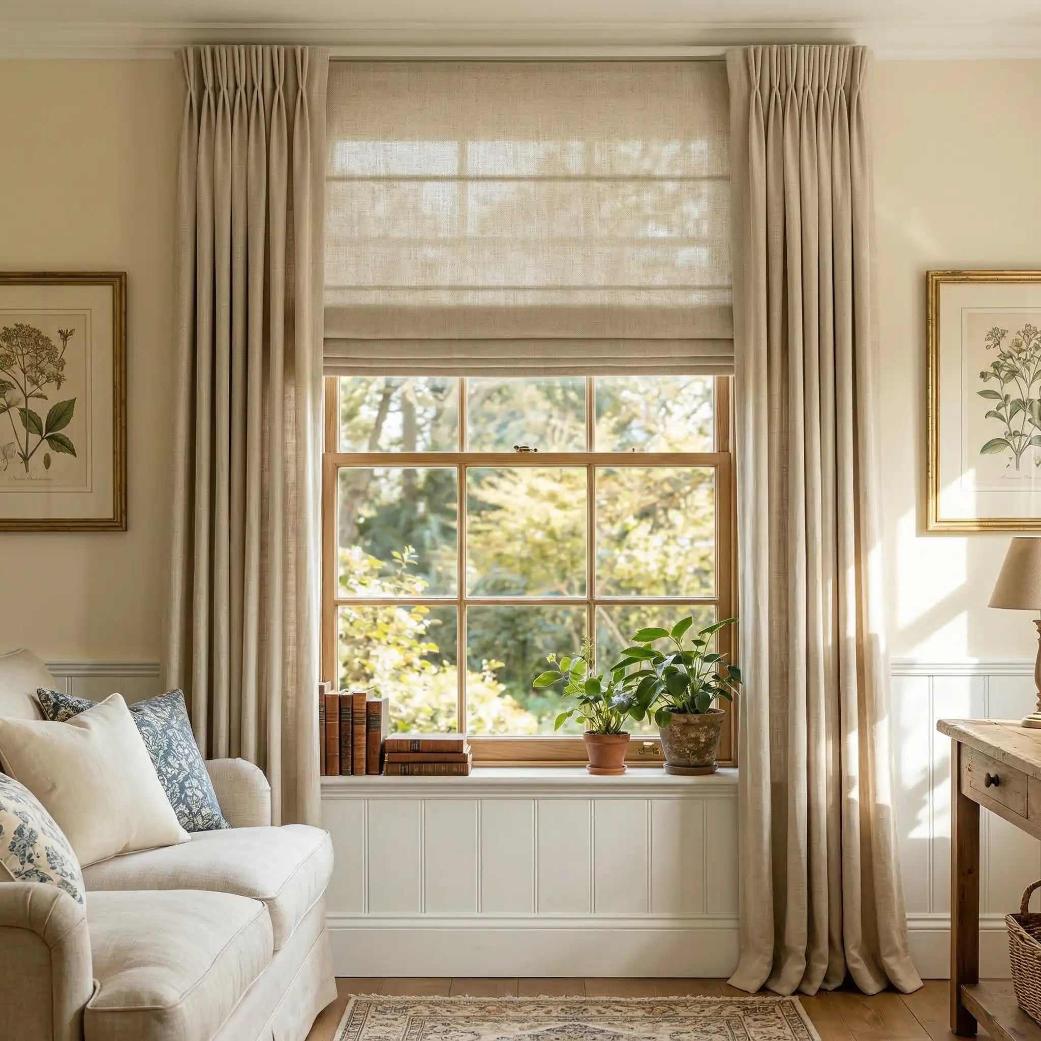 Custom Linen Semi-Blackout Roman Shades