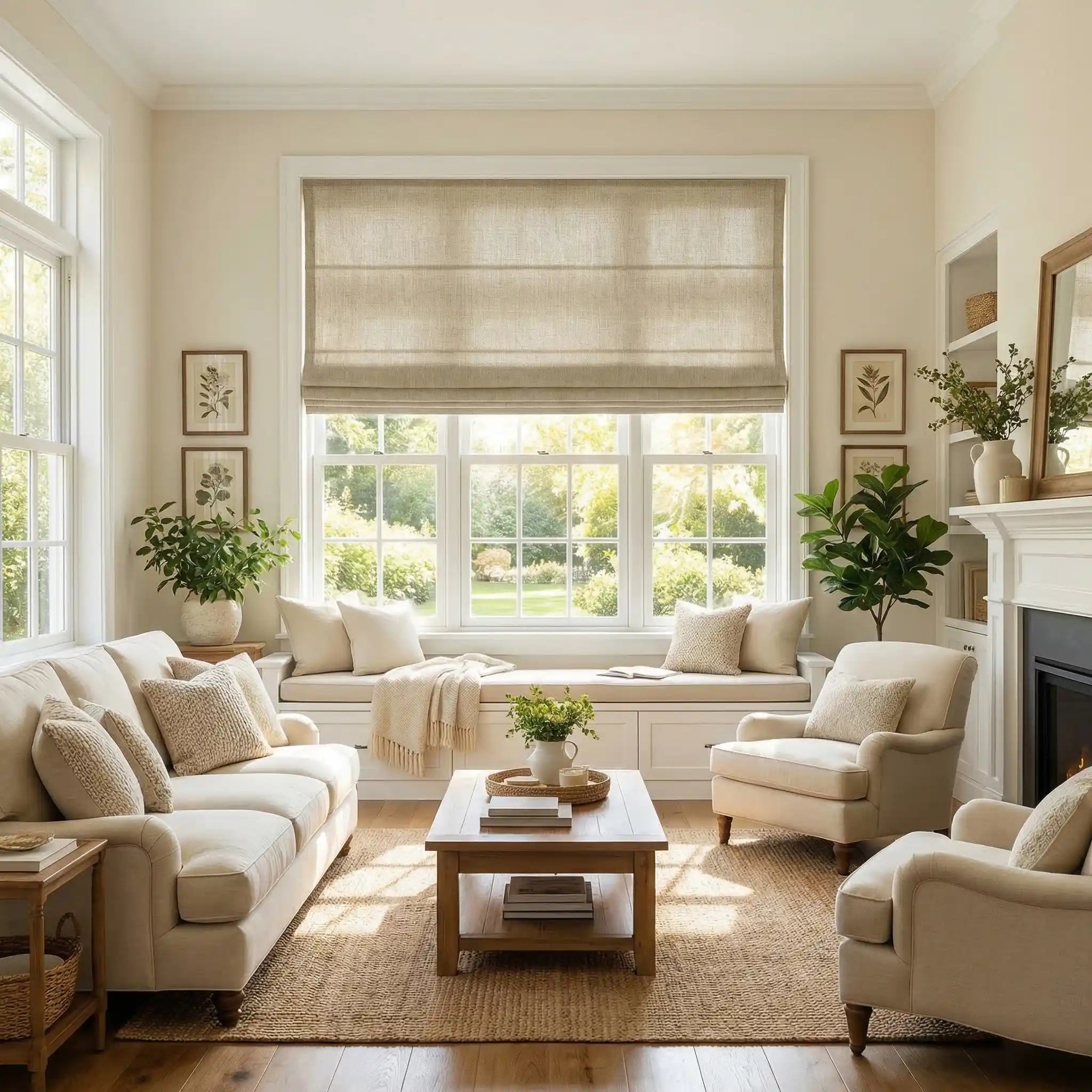 Custom Linen Semi-Blackout Roman Shades