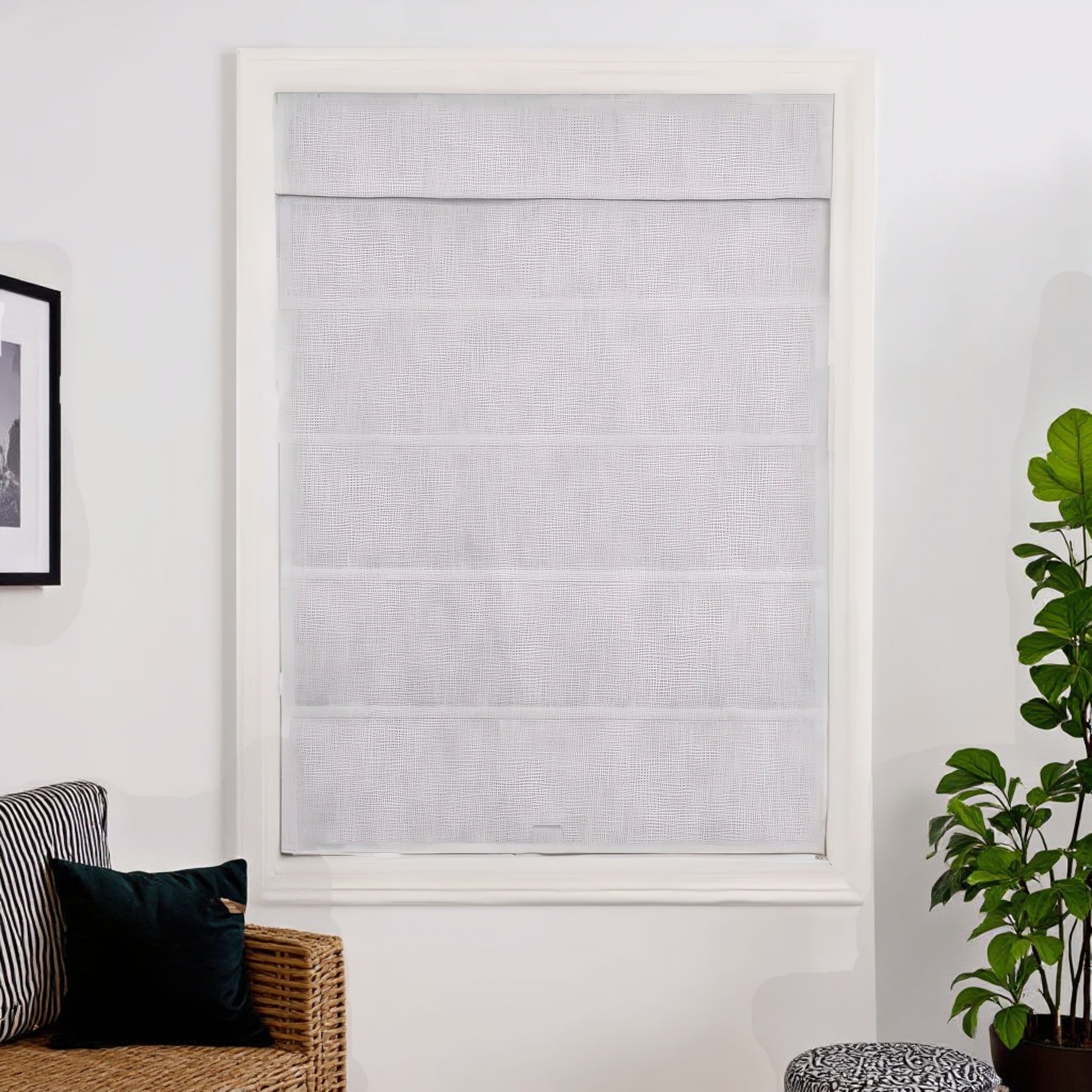 Custom 100% Linen Roman Semi-Shade Cordless