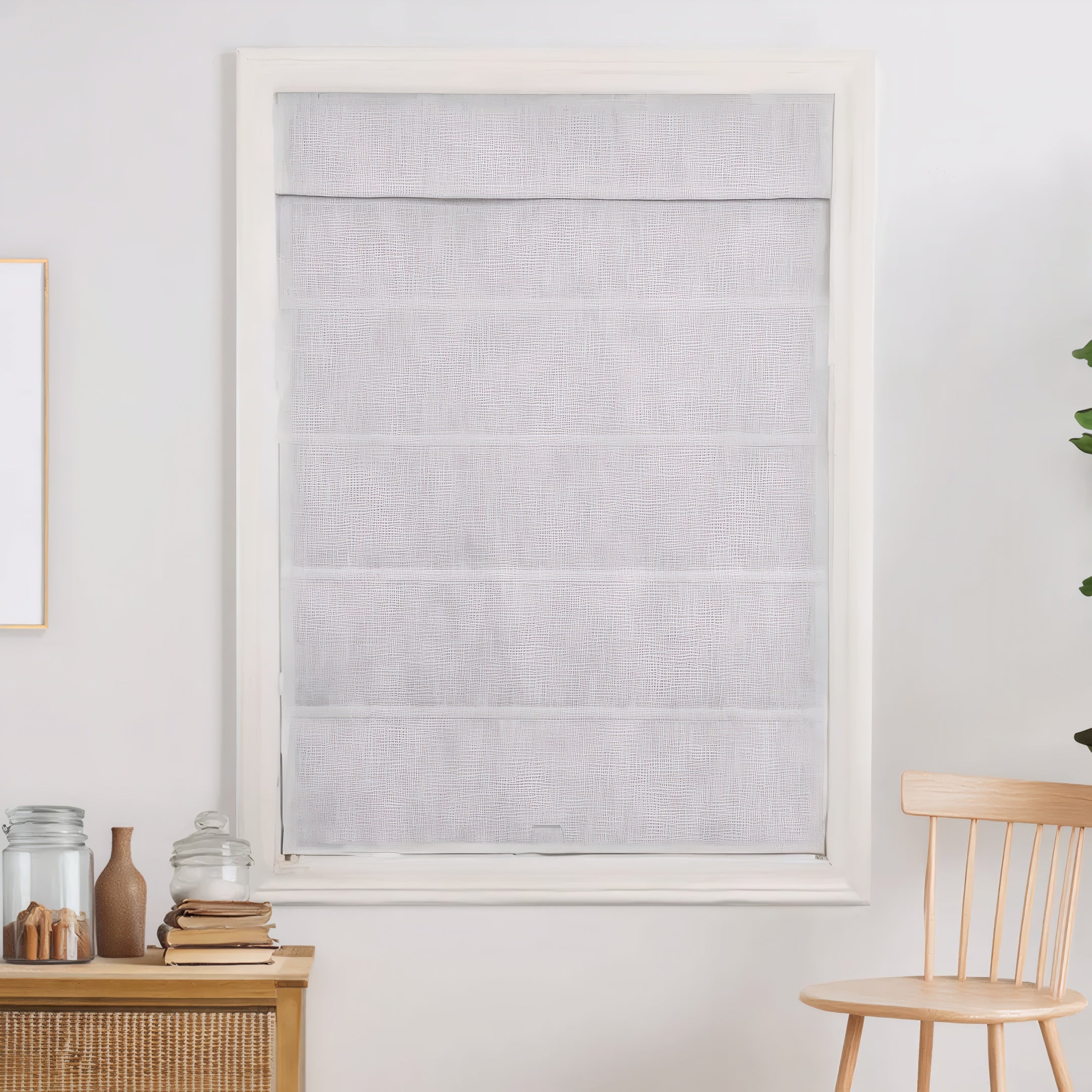 Custom 100% Linen Roman Semi-Shade Cordless