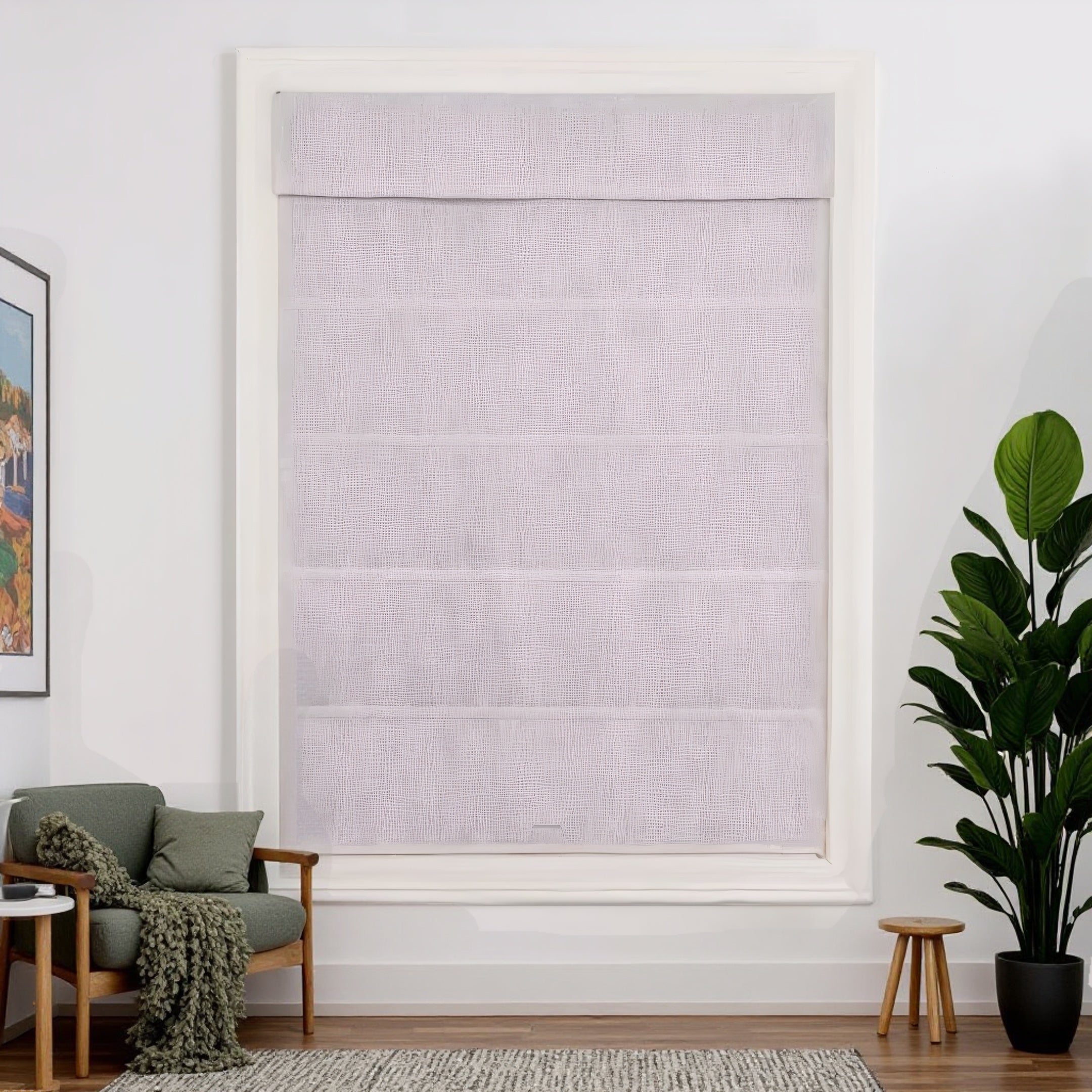 Custom 100% Linen Roman Semi-Shade Cordless