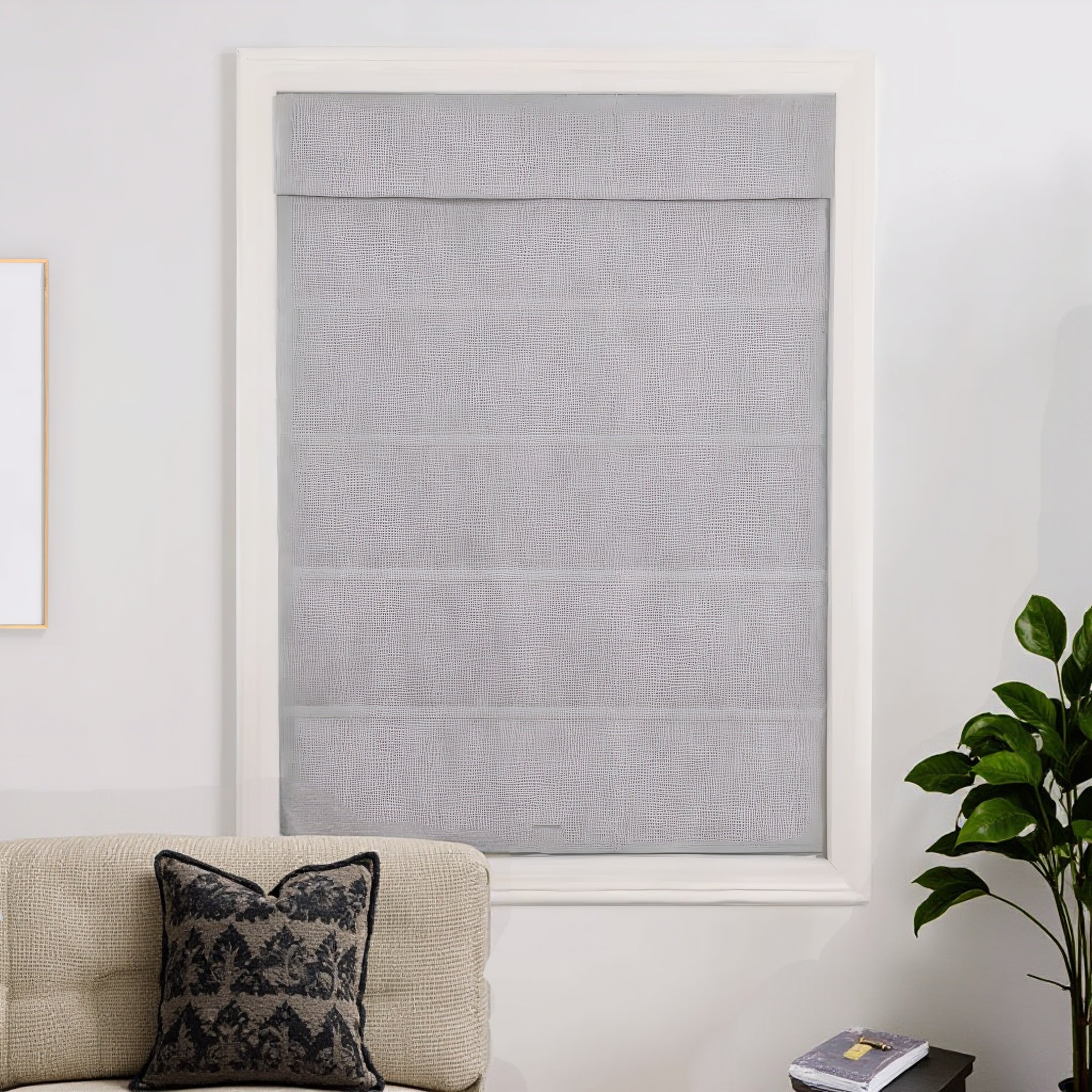 Custom 100% Linen Roman Semi-Shade Cordless