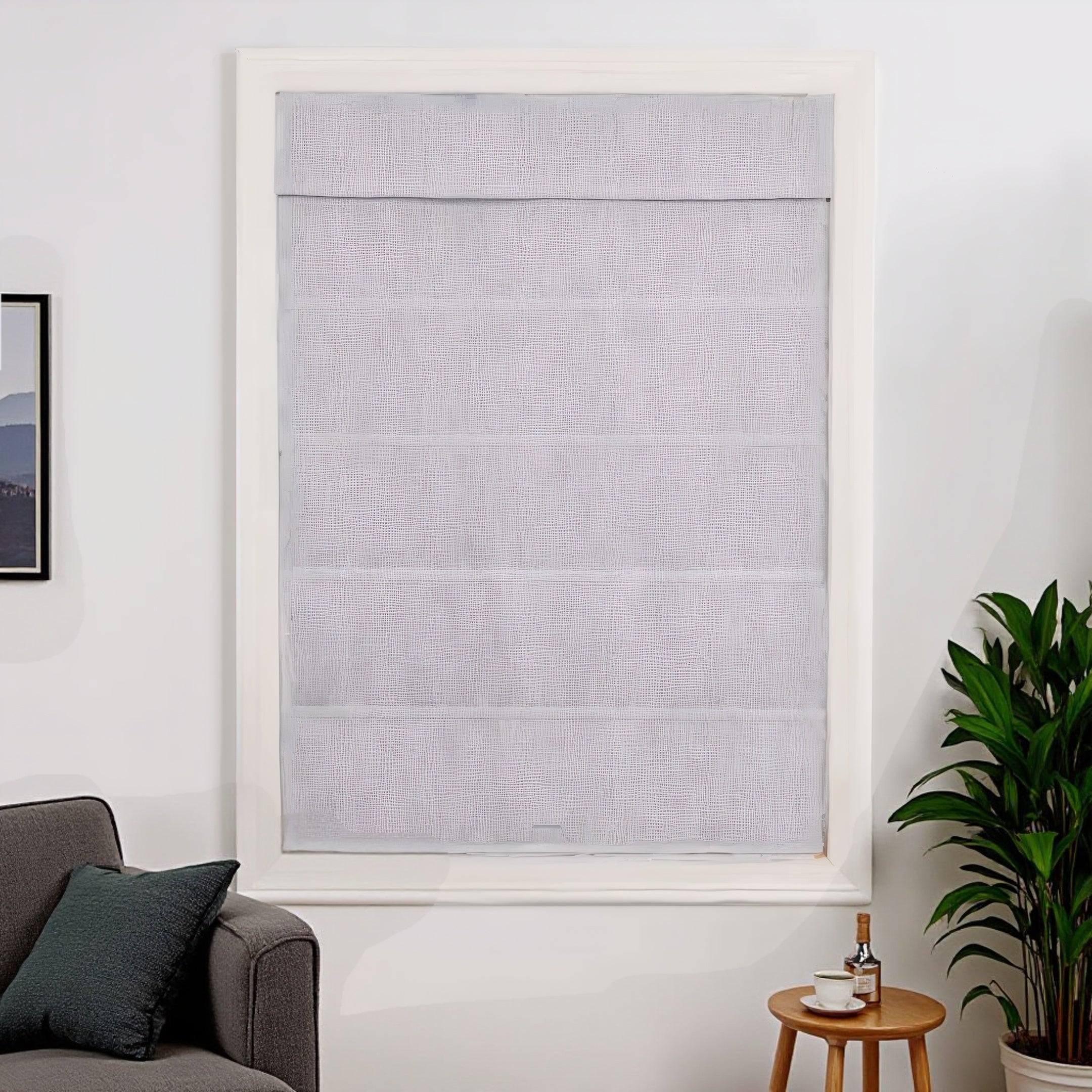 Custom 100% Linen Roman Semi-Shade Cordless