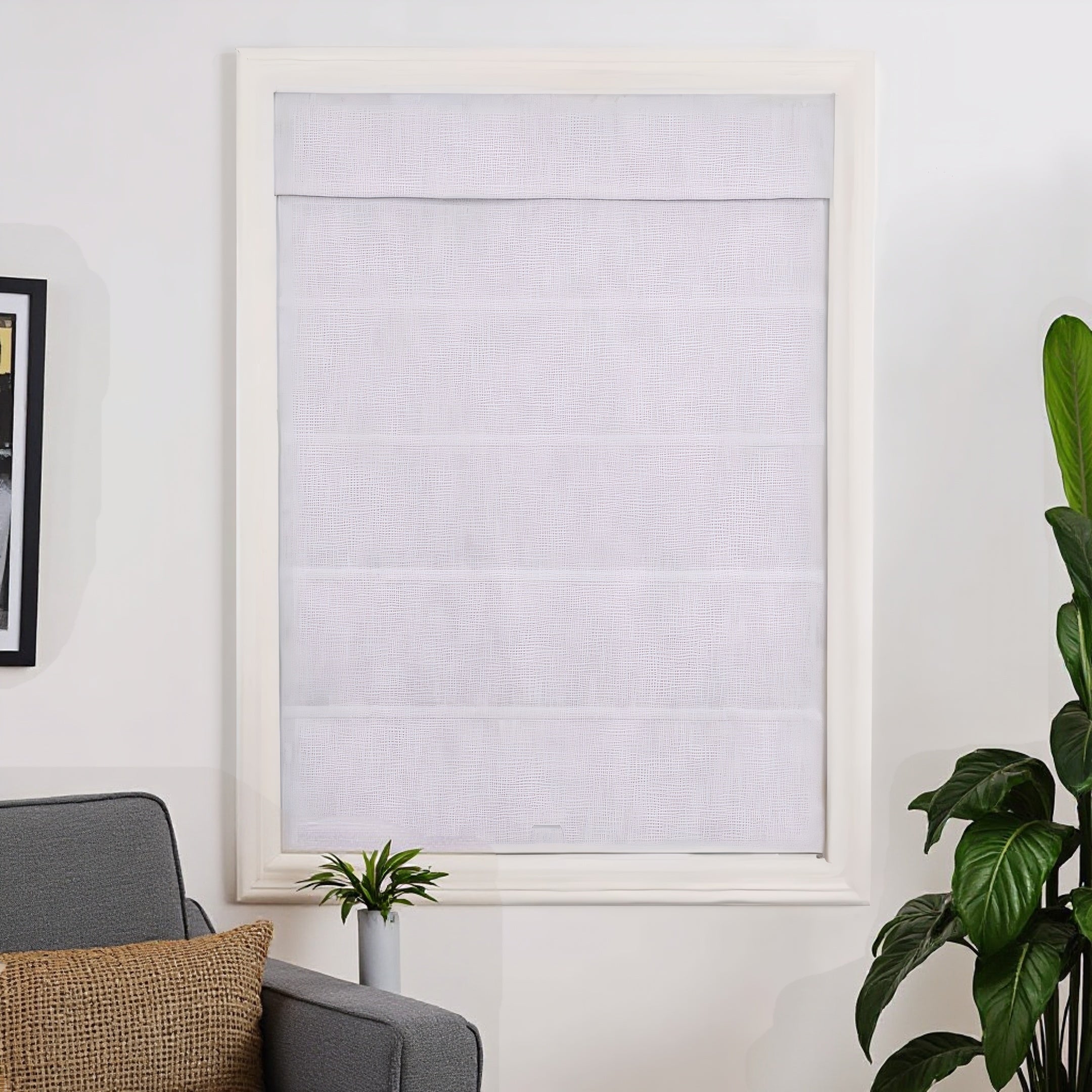 Custom 100% Linen Roman Semi-Shade Cordless