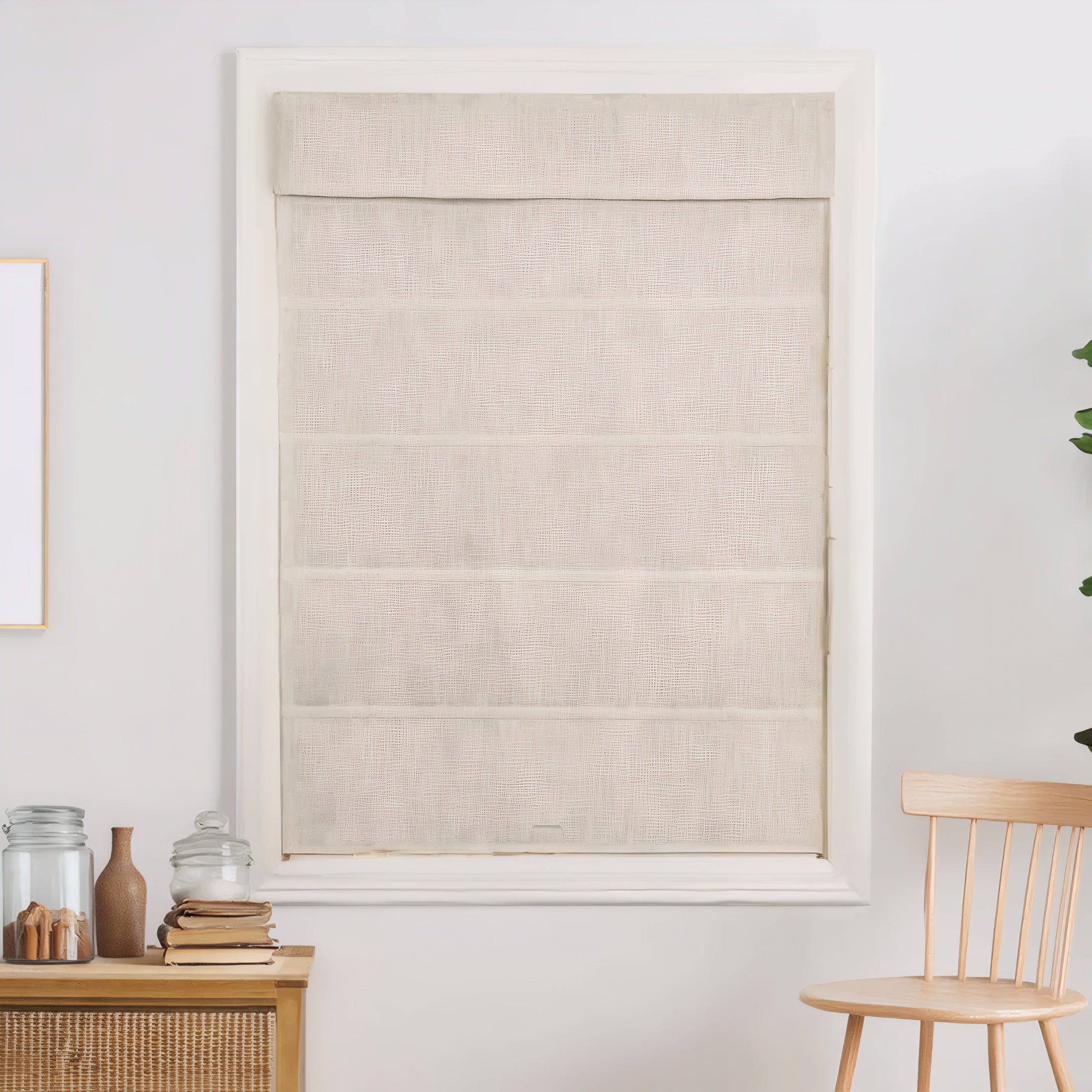 Custom 100% Linen Roman Semi-Shade Cordless