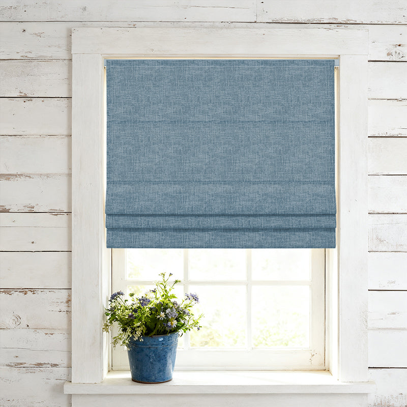 Curtainusa Custom Linen Blackout Blend Cordless Roman Shade Elegant Light Control