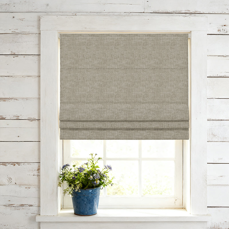 Curtainusa Custom Linen Blackout Blend Cordless Roman Shade Elegant Light Control