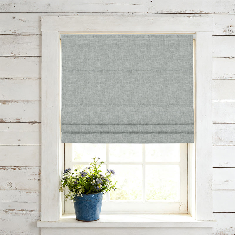 Curtainusa Custom Linen Blackout Blend Cordless Roman Shade Elegant Light Control