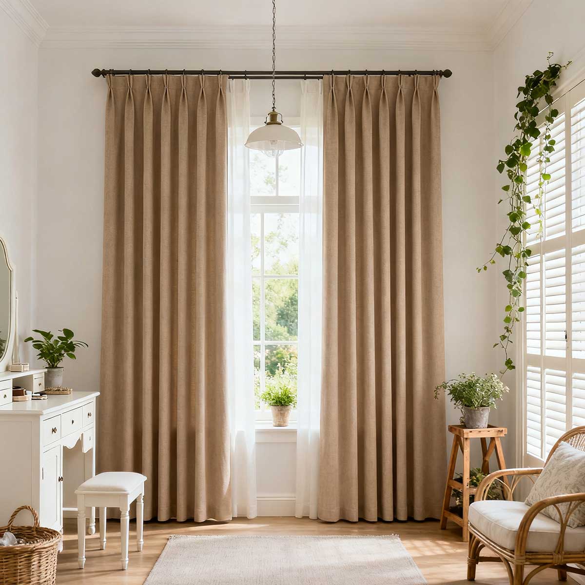 Curtainusa Custom Linen Blackout Drapery Elegant Light Control