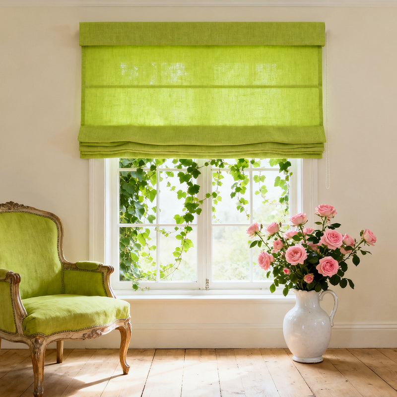 Curtainusa Custom Linen Blackout Roman Shade Window Blinds for Bedroom & Living Room