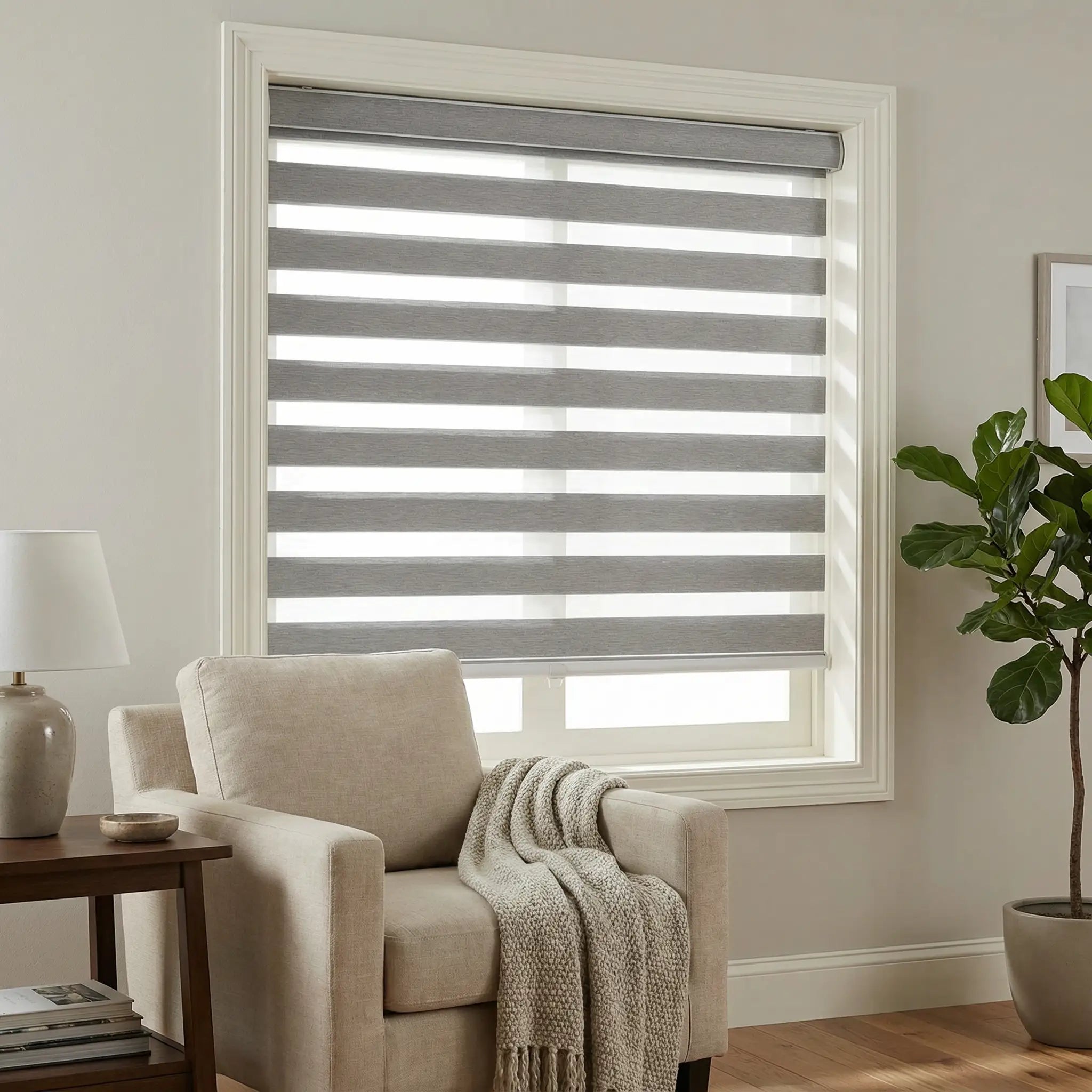 Custom Zebra Shades Made to Measure – Dual Layer Window Blinds with Light Control