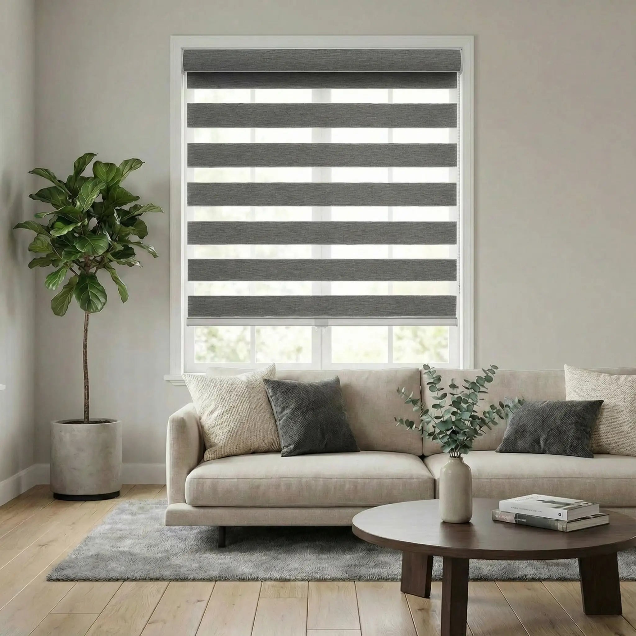 Custom Zebra Shades Made to Measure – Dual Layer Window Blinds with Light Control