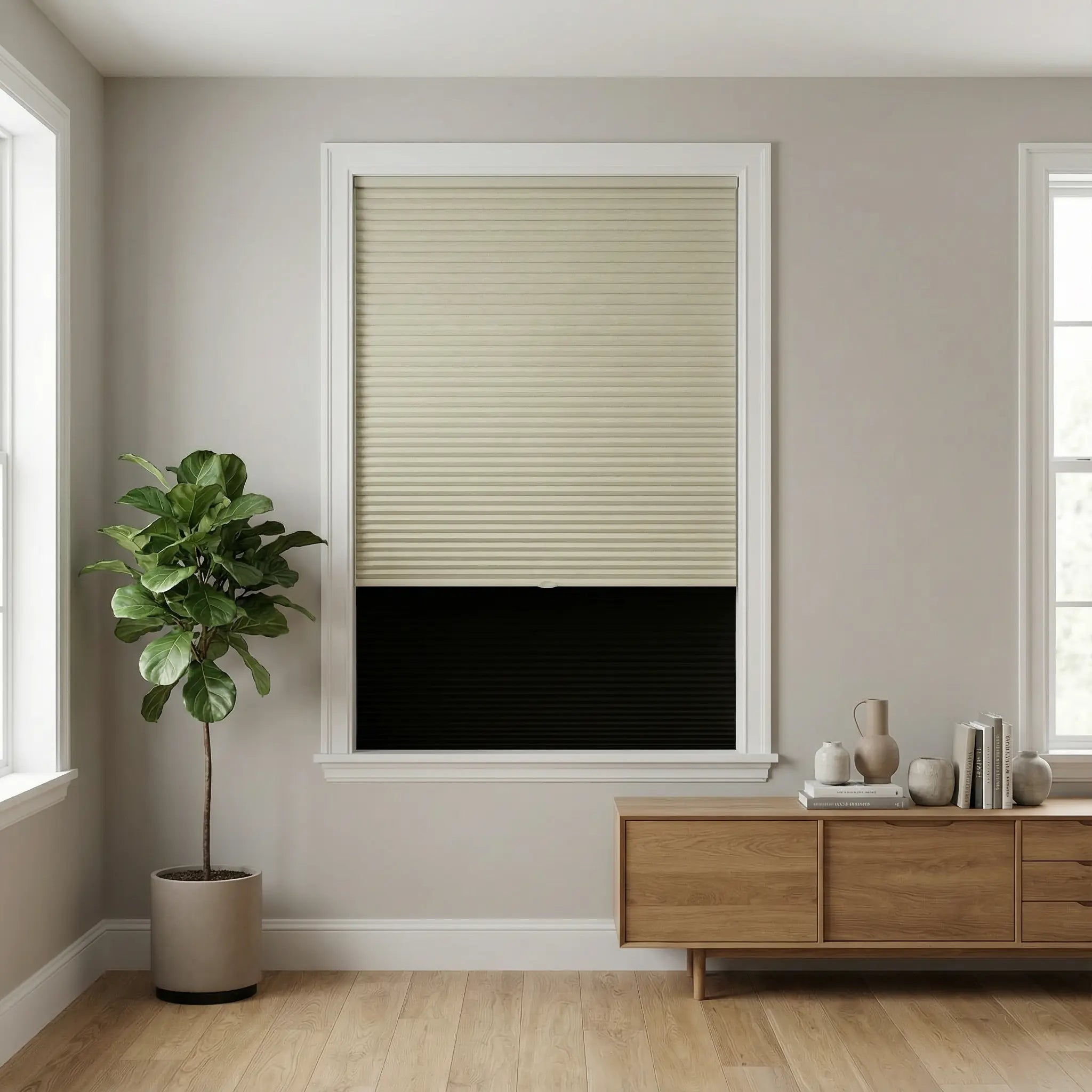 Curtainusa custom 100%Blackout Honeycomb Shades for Windows